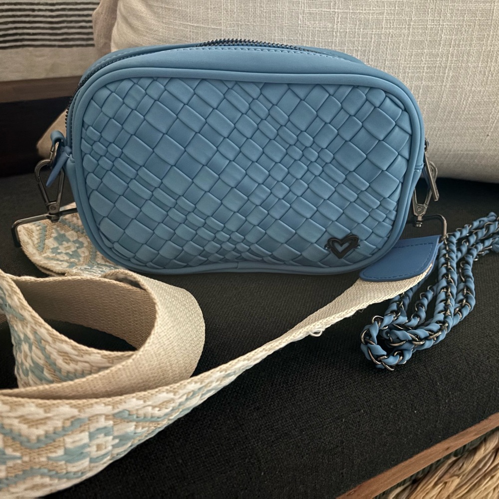 Tommy Bahama Sky Blue Woven Crossbody Bag *Never Used *